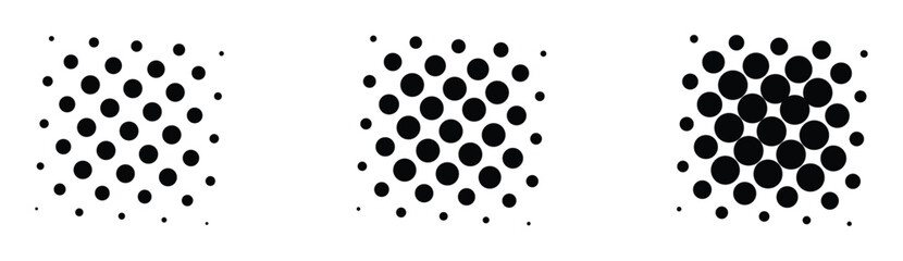 Set of magazine retro style black halftone dots backgrounds.