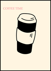 Hand Drawn Coffee Cup Illustration – Minimalist Line Art