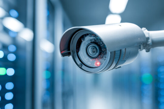 Surveillance camera monitoring a data center or server room