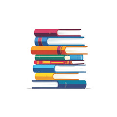 Stacked Literary Treasures: A colorful stack of books, representing the essence of education, knowledge, and the literary world, is captured in a bright illustration.