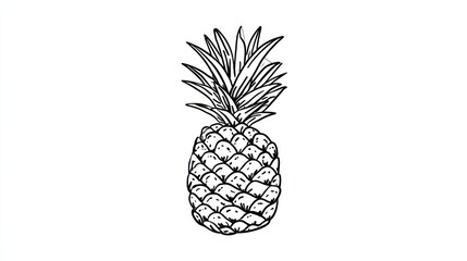 Simple black and white illustration of a pineapple