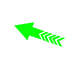 green arrow on white background