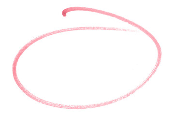 Pink pencil highlight circle mark isolated on transparent background