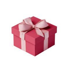 Obraz premium Pink gift box with ribbon bow