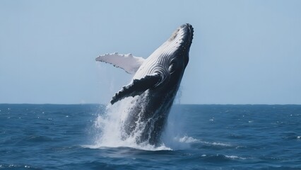 Fototapeta premium Humpback Whale Breaching in the Ocean