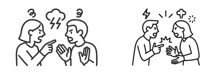 Conflict resolution strategies displayed through expressive gestures and body language in a tense confrontation