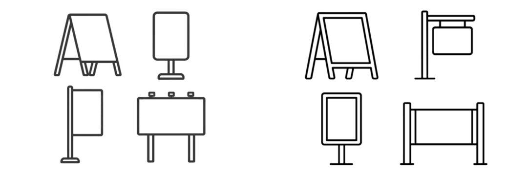 Various sign designs suitable for different locations and purposes, displaying versatility and simplicity in signage - Powered by Adobe