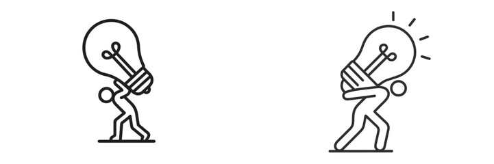 Light bulb concept representing ideas and creativity being carried by individuals in a simple illustration