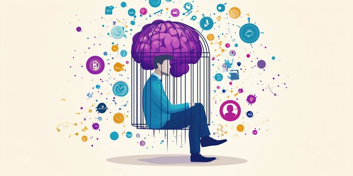 Illustration of mental illness and emotional stress