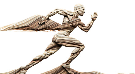 Abstract Human Figure Running with Textured Streaks Emulating Motion and Speed