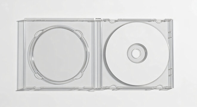 CD Jewel Case Mockup: Blank Disc in Clear Plastic Case - Powered by Adobe