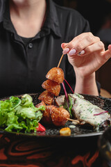 Fresh and delicious salad with dressing