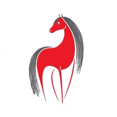 Fototapeta premium Symbolic red horse representing the 2026 Year of the Fire Horse in Eastern culture