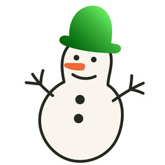 Snowman Isolated Transparent Icon. Colorful New Year or Christmas Decoration Element Symbol. Family Holiday Party Decoration. Greeting Winter Holiday card or Invitation Design Art Sign
