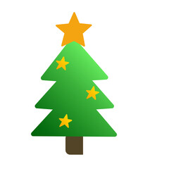 Christmas Starry Spruce Fir Tree. Colorful Gradient New Year or Christmas Decoration Element Symbol. Family Holiday Party Decoration. Greeting Winter Holiday card or Invitation Design Art Sign