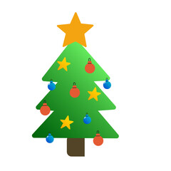 Christmas Starry Spruce Fir Tree. Colorful Gradient New Year or Christmas Decoration Element Symbol. Family Holiday Party Decoration. Greeting Winter Holiday card or Invitation Design Art Sign