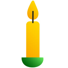 Candle Isolated Transparent Icon. Colorful New Year or Christmas Decoration Element Symbol. Family Holiday Party Decoration. Greeting Winter Holiday card or Invitation Design Art Sign