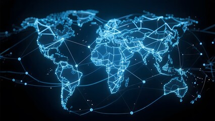 Global Network Map with Interconnected Nodes and Lines