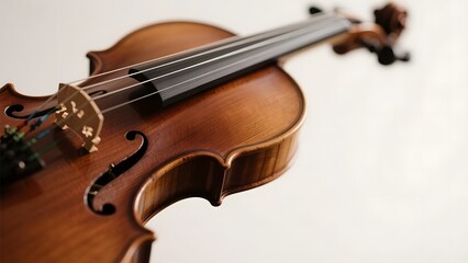 Fototapeta premium Close-up of a Violin with Wooden Body and Strings