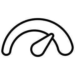 Performance Indicator Outline Icon Vector Design - Semi-circle gauge with arrow, indicating speed level or performance status