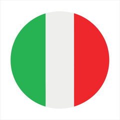 Circular italian flag icon, isolated on white background, symbolizing italys national colors and identity