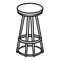 Round Seat Bar Stool Outline Design