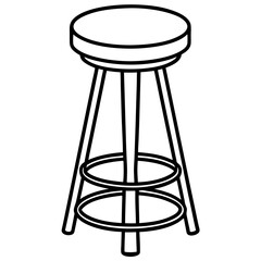 Round Seat Bar Stool Outline Design