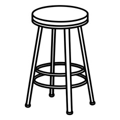 Round Seat Bar Stool Outline Design