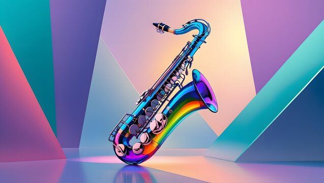 saxophone with rainbow colors - Powered by Adobe