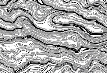 Abstract seamless topographic contour map pattern, black and white wavy lines, luxury texture background,  environment,  illustration