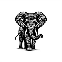 Fototapeta premium Ornate Elephant Art Illustration with Intricate Patterns.