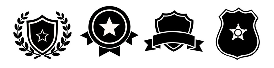 Unique Badge Icons Featuring Police, Awards & Sheriff Symbols for Prestige and Accomplishment  