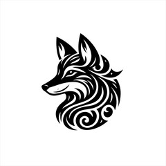 Obraz premium Stylized Tribal Fox Head Logo Design.