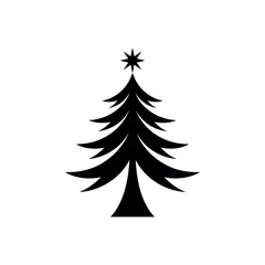 Fototapeta premium Silhouette of a Christmas Tree with a Star Topper Simple Holiday Icon with a Festive Design and Timeless Elegance