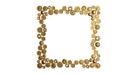 Gold coin frame isolated on transparent background