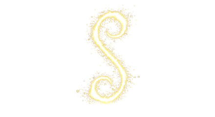 Obraz premium Golden sparkle swirl shape isolated on transparent background