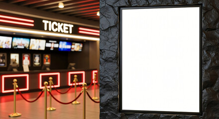 Movie Theater Ticket Counter & Blank Poster Frame