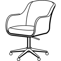 Ergonomic Swivel Chair Line Art Vector