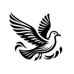 Obraz premium Stylized Black Dove in Flight.
