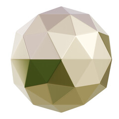 A geometric 3D sphere made of interconnected polygonal panels, ideal for architectural, technological, or scientific visualizations.
