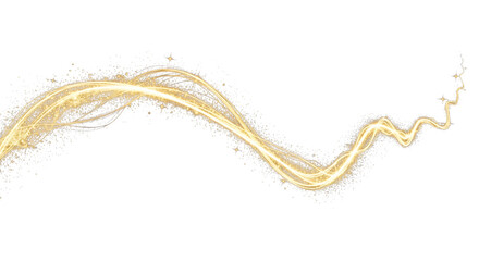 Golden sparkling swirl isolated on transparent background