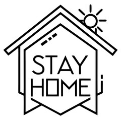 Minimalist Stay Home Outline Design