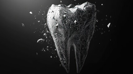 Abstract 3D rendering of a decaying tooth.