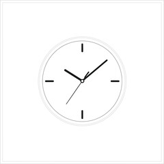 Modern wall clock with black hands on white background  