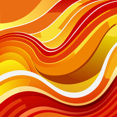 Abstract flowing waves of warm colors red orange and yellow with white highlights creating a dynamic and vibrant background