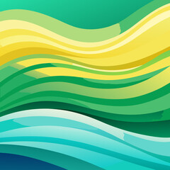 Abstract flowing waves of green yellow and blue create a vibrant and dynamic background design