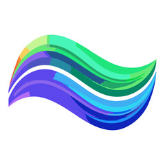 Abstract colorful wavy brush strokes forming a dynamic wave shape on a white background