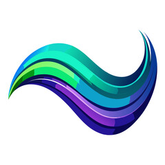 Abstract flowing wave of vibrant green blue and purple colors with a glossy finish