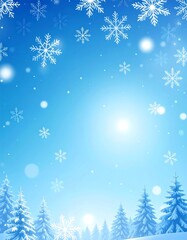 Winter landscape with snowflakes