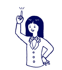 １番のポーズをする高校生の女子